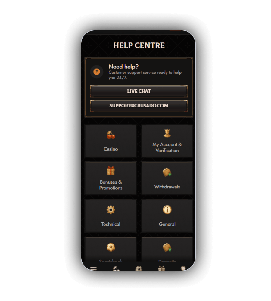 Crusado Casino contact us